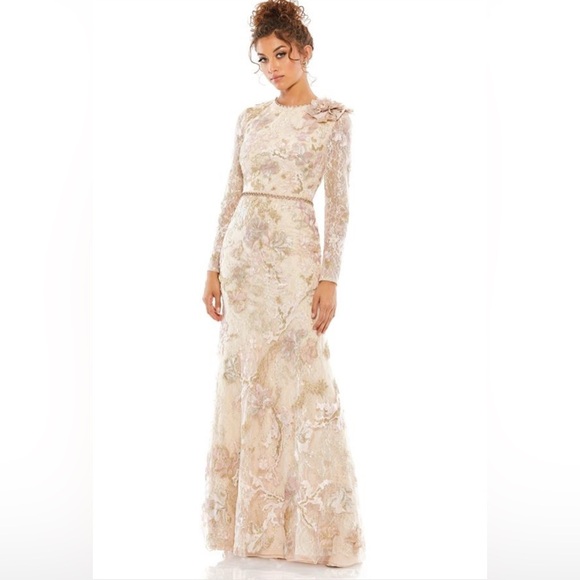 Mac Duggal 11174 Women Full-length Fitted Dress with Lace Embellishments size 14 - Picture 1 of 5